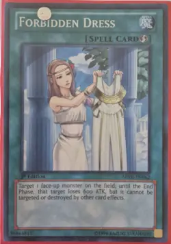 YuGiOh Forbidden Dress Super Rare 1st Edition ABYR-EN062 - Image 1