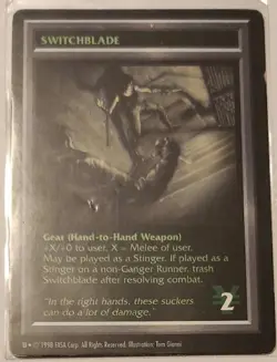 SWITCHBLADE Gear Weapon SHADOWRUN UNDERWORLD Rare Card ccg Tcg Oop - Image 1