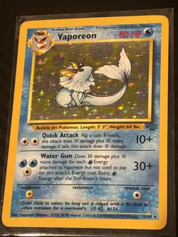 Pokemon TCG Vaporeon Holo Rare Card 12/64 Jungle Set, Vintage 1999 MP - Image 1