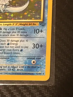 Pokemon TCG Vaporeon Holo Rare Card 12/64 Jungle Set, Vintage 1999 MP - Image 2