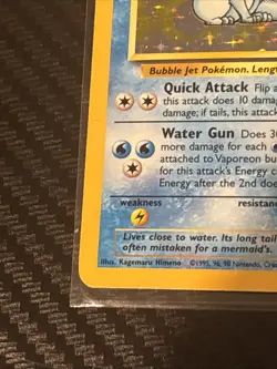 Pokemon TCG Vaporeon Holo Rare Card 12/64 Jungle Set, Vintage 1999 MP - Image 3