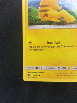 Pokemon TCG Pikachu 28/73 SM Shining Legends Cosmo Holo (Costco) NM Swirl - Image 5