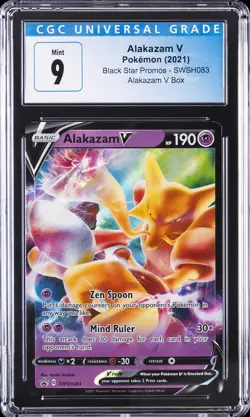 2021 POKEMON BLACK STAR PROMOS ALAKAZAM V BOX #SWSH083 ALAKAZAM V CGC 9 - Image 1