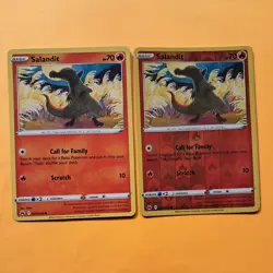 Reverse Holo SALANDIT 027/159 & none holo Crown Zenith SWSH pokemon cards bundle - Image 2