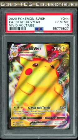 PSA 10 ⭐ Pokemon Pikachu VMAX 044 Vivid Voltage Full Art Graded Card - Image 1