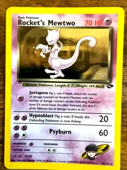 Rocket's Mewtwo 14/132 Gym Challenge 2000 Holo Rare WOTC Pokemon Card TCG - Image 1