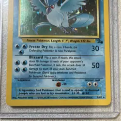 Pokemon Articuno Fossil 2/62 Holo 70 HP Basic Card 1999 English Vintage - Image 4