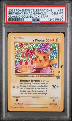 2021 POKEMON CELEBRATIONS CLASSIC COLL #24 BIRTHDAY PIKACHU-HOLO PSA 10 - Image 1