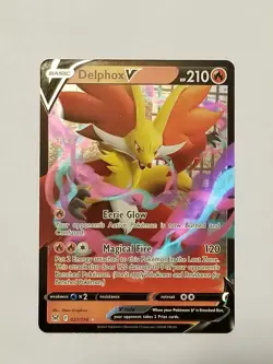 Delphox V 027/196 -- Pokemon TCG Lost Origin -- NM - Mint Holo Ultra Rare - Image 1