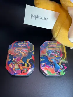 Mega Charizard X and Y Tins Sealed 2026 Set of 2 Pokemon TCG Phantasmal Flames - Image 1