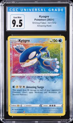 2021 POKEMON SHINING FATES AMAZING RARE #021/072 KYOGRE CGC 9.5 - Image 1