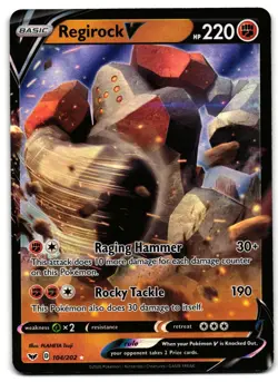 Regirock V 104/202 - 🌊 Sword & Shield V Rare Pokemon TCG Holo 🖤 - LP - Image 1