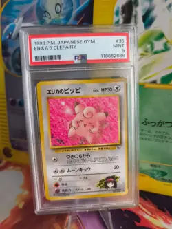 Pokemon Card Erika's Clefairy Piepi Vintage Rare Japanese Gym heroes 1998 PSA 9 - Image 1