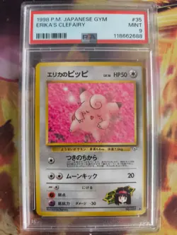 Pokemon Card Erika's Clefairy Piepi Vintage Rare Japanese Gym heroes 1998 PSA 9 - Image 2