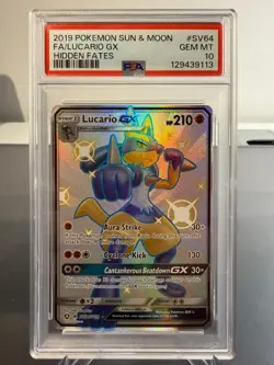 Pokemon TCG PSA 10 GEM MINT Lucario GX SV64/SV94 Hidden Fates English - Image 1