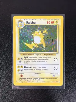 Pokemon Raichu Holo Rare Base Set 14/102 MP WotC 1999 Vintage - Image 1