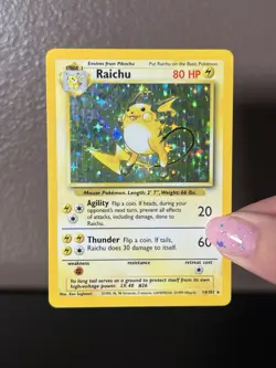 Pokemon Raichu Holo Rare Base Set 14/102 MP WotC 1999 Vintage - Image 3