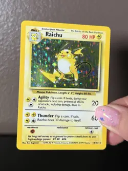 Pokemon Raichu Holo Rare Base Set 14/102 MP WotC 1999 Vintage - Image 4