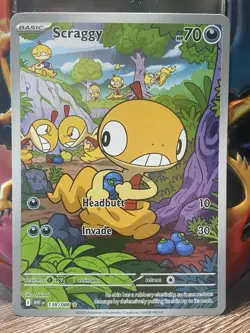 Pokemon TCG Scarlet & Violet White Flare Scraggy 138/086 Illustration Rare - Image 1