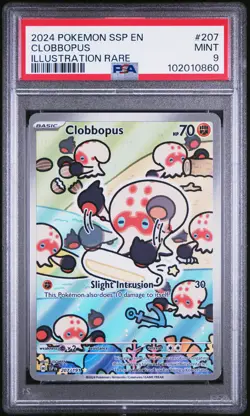 2024 POKEMON SSP EN #207 CLOBBOPUS PSA 9 SURGING SPARKS - Image 1