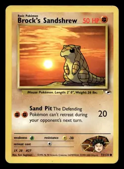 Brock's Sandshrew 72/132 Common Gym Heroes WOTC Pokemon LP - Image 1