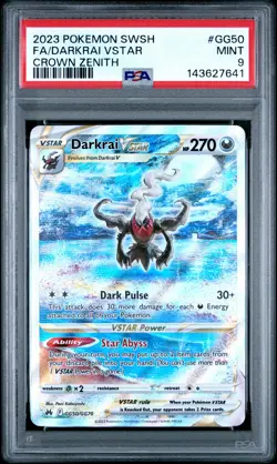 2023 POKEMON SWORD & SHIELD CROWN ZENITH #GG50 FULL ART/DARKRAI VSTAR PSA 9 - Image 1
