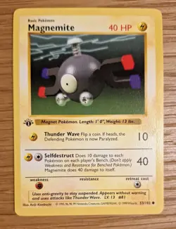Magnemite 1st Edition Base Set 53/102 WOTC Vintage Pokemon Original 1999 - Image 1