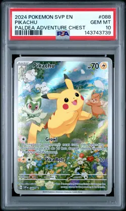 2024 POKEMON SVP EN-SV BLACK STAR PROMO PALDEA ADVENTURE CHEST PIKACHU PSA 10 - Image 1