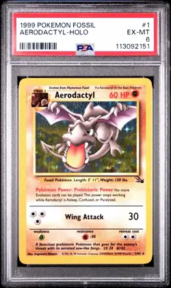 1999 POKEMON FOSSIL #1 AERODACTYL-HOLO PSA 6 - Image 1
