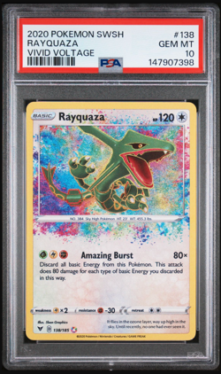 Pokemon PSA 10 - Rayquaza - Amazing Rare 138/185 - Vivid Voltage Sword & Shield - Image 1