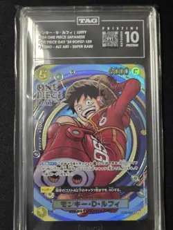 Monkey D. Luffy OP07-109 SR Promo ONE PIECE DAY 24 TAG PRISTINE 10 - Image 1