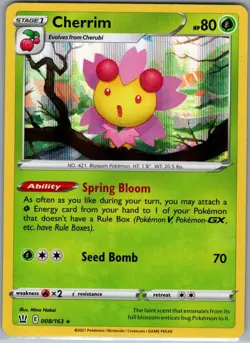 Cherrim 008/163 Holo SWSH05: Battle Styles - Pokemon Card - NM - Image 1