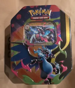 ✅Pokemon TCG: Mega Charizard X ex Tin (4 Boosters & 1 Foil Promo Card) - Image 1