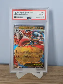 PSA 10 Pokemon TCG Mega Lucario Ex 077/132 Mega Evolution GEM MT - Image 1