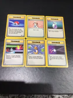 1999 POKEMON TCG VINTAGE WOTC BASE 2 SET TRAINER - 6 Card Lot Never Played With - Image 1