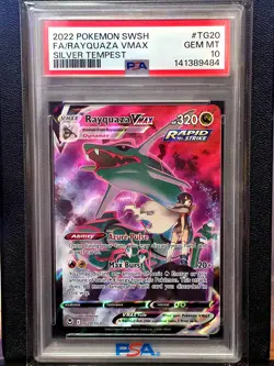 2022 POKEMON SWORD & SHIELD SILVER TEMPEST #TG20 FULL ART/RAYQUAZA VMAX PSA 10 - Image 1