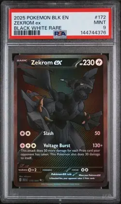 2025 POKEMON BLK EN-BLACK BOLT BLACK WHITE RARE #172 ZEKROM EX PSA 9 - Image 1