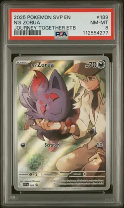 Pokemon Journey Together ETB Black Star Promo N's Zorua SVP 189 - PSA 8 - Image 1