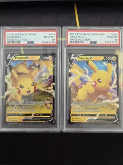 PSA 10 PIKACHU V 043 & 061 PROMO VIVID VOLTAGE POKEMON MJ - Image 1