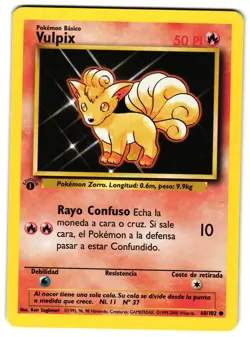 VULPIX 68/102 - LP - BASE SET 1ST EDITION SHADOWLESS SPANISH POKEMON CARD - Image 1
