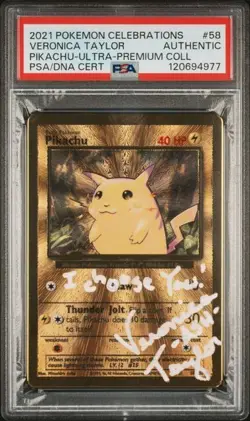 2021 Pokemon Ultra Premium Pikachu #58 Veronica Taylor Signed Card PSA/DNA Auto - Image 1