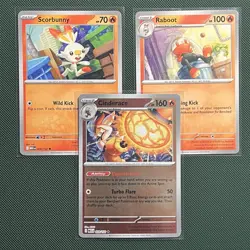 Scorbunny Raboot Cinderace Evolution Lot MEG Pokemon TCG - Image 1