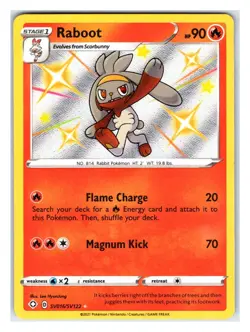 Pokemon TCG - Raboot - Shining Fates: Shiny Vault SV016/SV122 Shiny Holo Rare Ho - Image 1