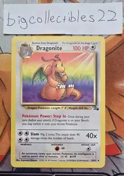 Dragonite 19/62 - Non-Holo Rare - 1999 Pokemon Fossil WoTC - MP - Image 1