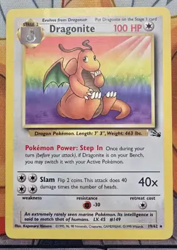 Dragonite 19/62 - Non-Holo Rare - 1999 Pokemon Fossil WoTC - MP - Image 2