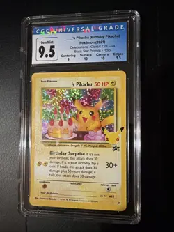 Pokemon 2021 Celebrations Birthday Pikachu Black Star Promo CGC 9.5 Blue Label - Image 1