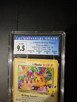 Pokemon 2021 Celebrations Birthday Pikachu Black Star Promo CGC 9.5 Blue Label - Image 4
