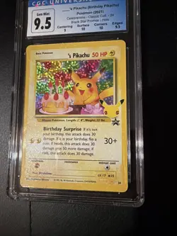 Pokemon 2021 Celebrations Birthday Pikachu Black Star Promo CGC 9.5 Blue Label - Image 5