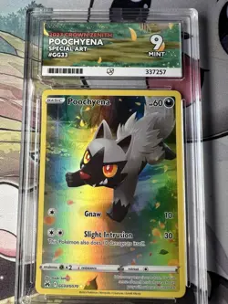 ACE 9 2023 Pokemon Sword and Shield Crown Zenith Poochyena GG33 Label - Image 1