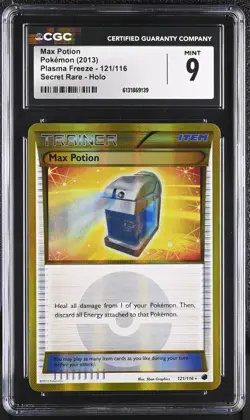 CGC 9 MINT Max Potion 121/116 Plasma Freeze Secret Rare Holo Pokemon Card - Image 1